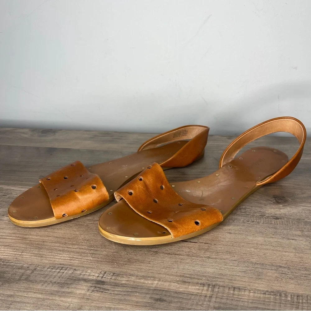 Ladies Madewell Abbi sling‎ back Tan Leather Sandals size 9 1/2